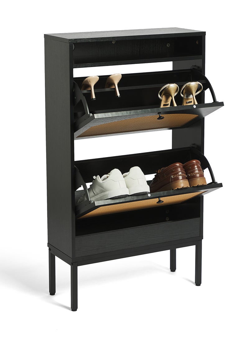 Migue home Shoe Storage Cabinet with 2 Shelves, Space - Saving, perfect for Entryway - Size 104.5cm x 59cm x 22.5cm in Black - Image 3